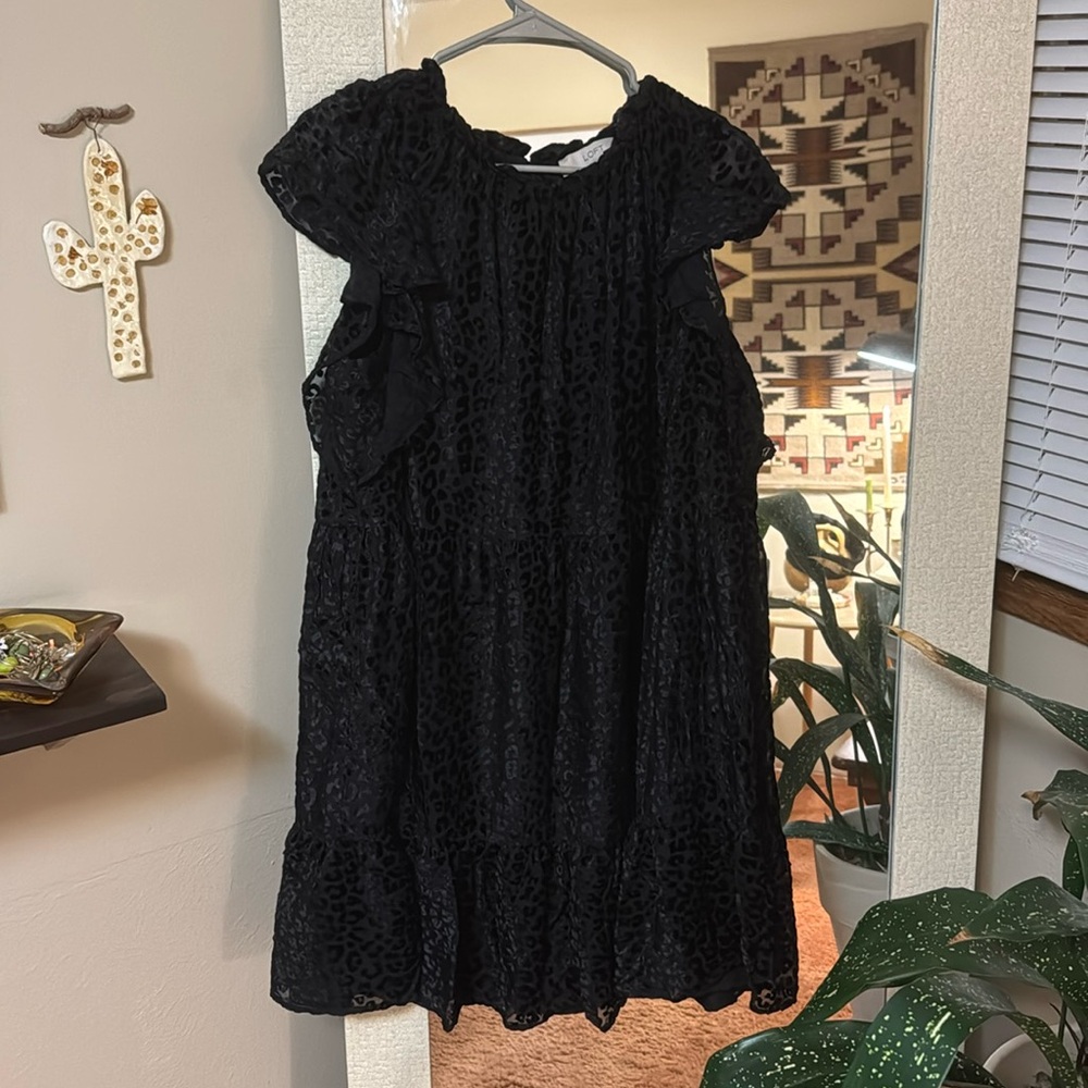 Black Leopard Ruffle Dress